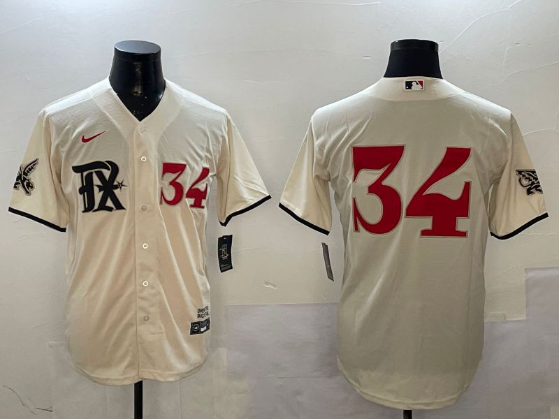 Men Texas Rangers 34 No Name Cream City Edition Game Nike 2025 MLB Jersey style 1
